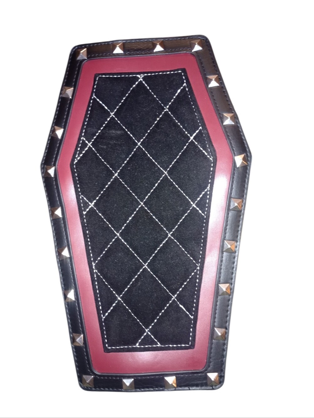 Spirit Coffin Black and Burgundy Quilted Coffin Crossbody Bag, NWT - Picture 3 of 8